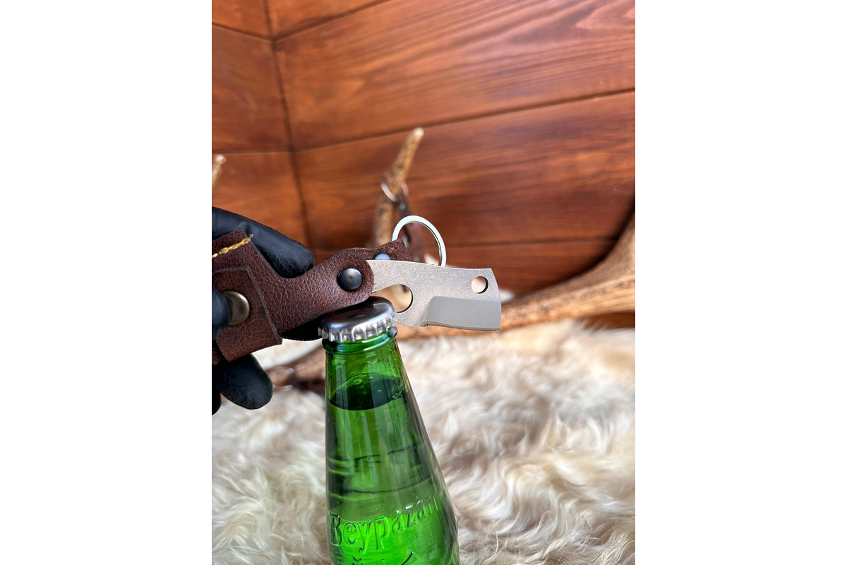 enikdu Leather Keychain Knife + Bottle Opener